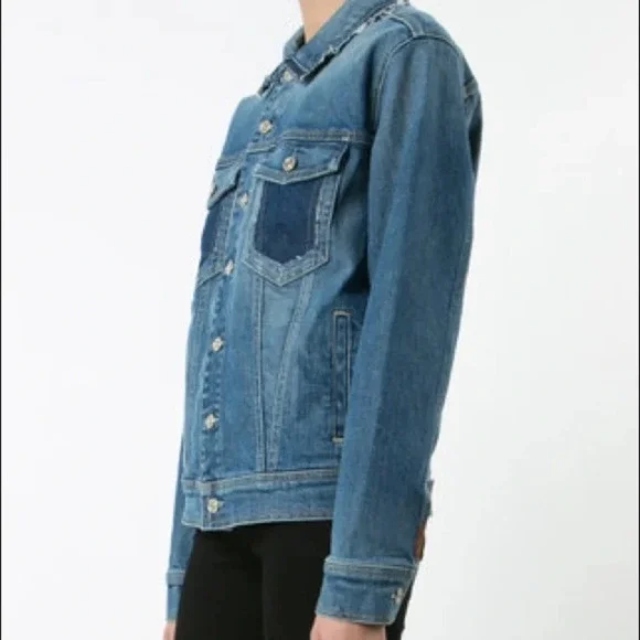 7 For All Mankind Raw Edge Collar Denim Jacket NWT - Picture 4 of 8